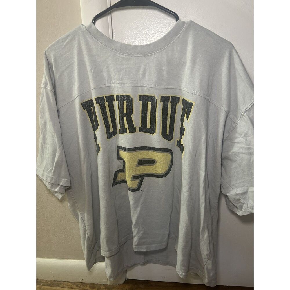 Pressbox Purdue Boilermakers Women's 2XL Grey Vintage Burnout T-Shirt Oversized